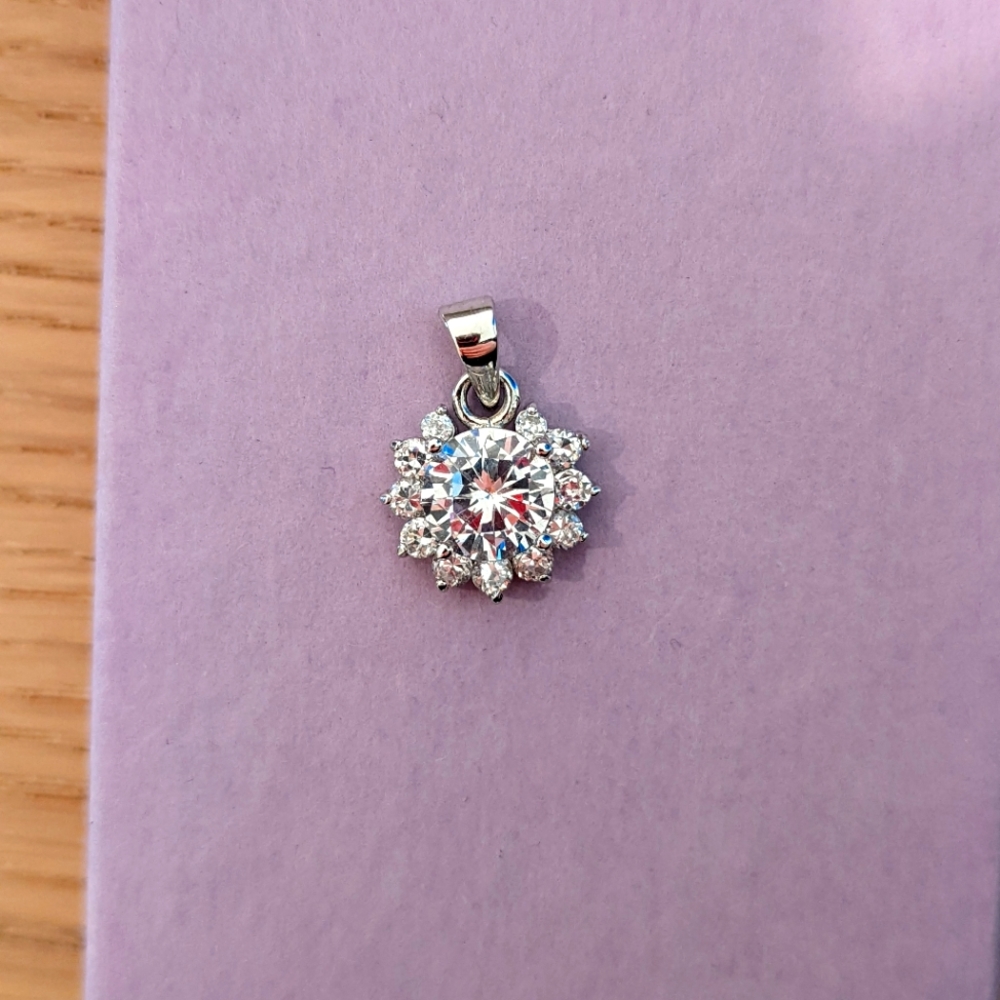 Sun CZ Pendant Faux Diamond